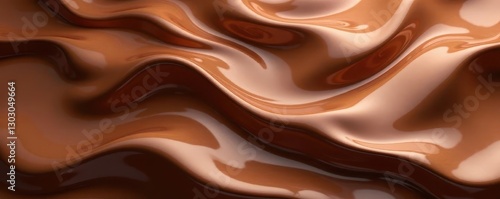 Melted milk chocolate cascades, forming elegant wavy patterns , food, stream