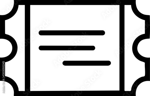 Minimalist Vector Ticket Design: Featuring Bold Outline and Simple Lines, Ideal for Event Promotions or Passes