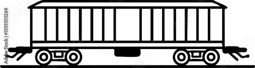 Line Art Illustration of a Train Car: A simplistic and stylish monochrome design, ideal for transportation graphics or educational purposes.