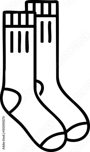 Simple Line Art of White Socks: Minimalist Design for Fashion Illustrations and Apparel Marketing