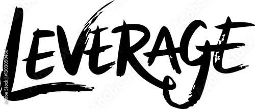 Dynamic Black Brush Typography: 'Leverage' - A striking, bold text design ideal for branding and marketing materials.