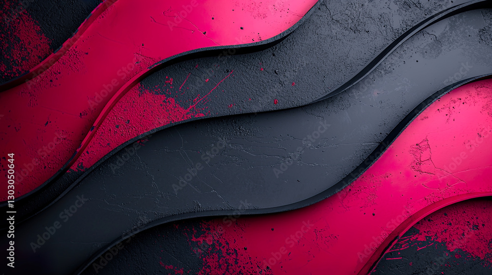 Obraz premium Coral and Slate Swirling Brushstroke Design with Halftone Waves and Grunge Splatter for Dynamic Backgrounds 