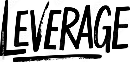 Bold vector graphic of the word 'LEVERAGE' in dynamic typography, ideal for business presentations and motivational content.