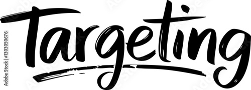 Vector illustration of the word 'Targeting' in bold, dynamic typography, suitable for marketing and business concepts.