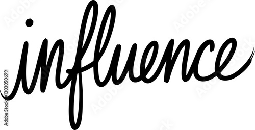 Stylish vector illustration of the word 'influence' in a modern, cursive font, perfect for branding or motivational designs.