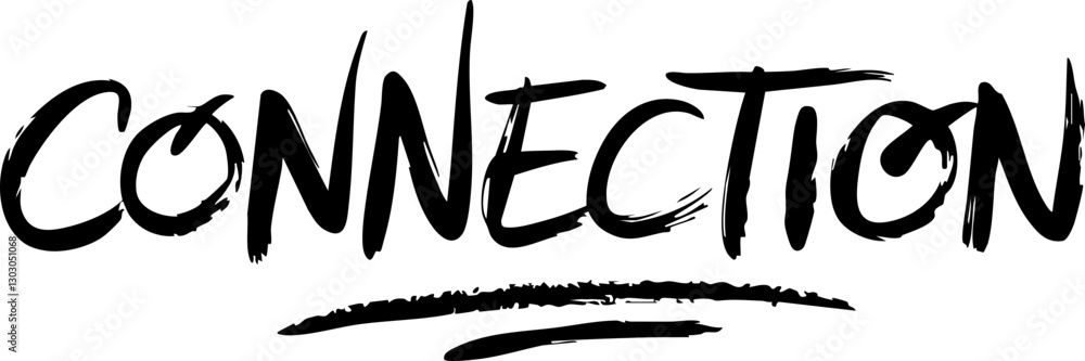 Bold vector design featuring the word 'Connection' in a dynamic, handwritten style suitable for creative projects and social themes. Bold vector design featuring the word 'Connection' in a dynamic, handwritten style suitable for creative projects and social themes.
