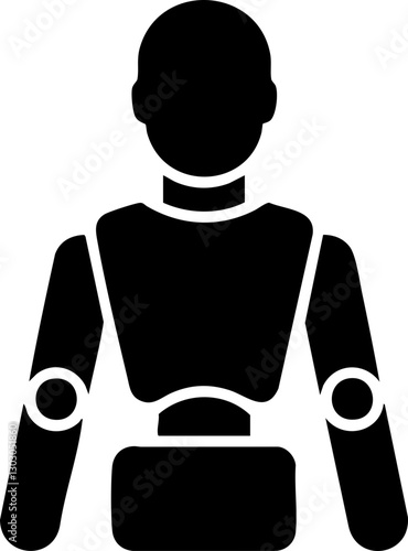 Minimalist vector illustration of a humanoid robot silhouette, ideal for sci-fi designs, technology themes, and futuristic concepts.
