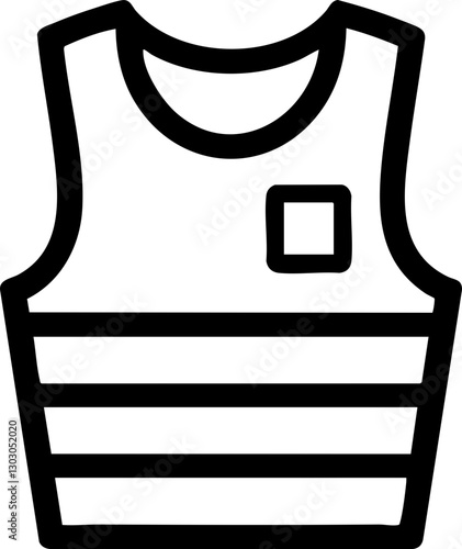 Vector Image of a Protective Vest: Black Outline Design Ideal for Safety and Security Graphics