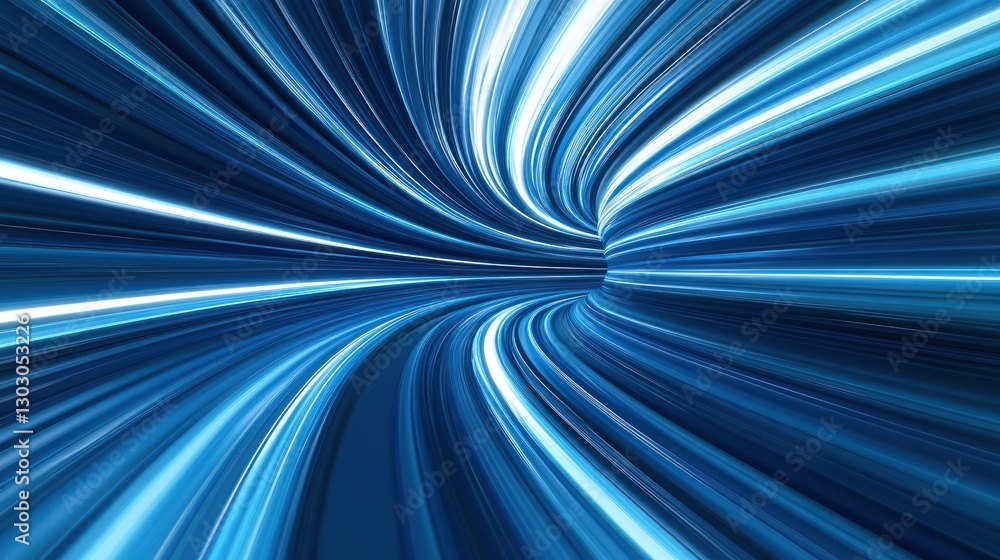 Fototapeta premium Abstract blue light streaks forming a tunnel.