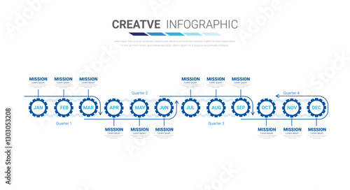 Gears cogwheels 12 steps for Infographic template, Engineering tech progress business presentation start-up vector concept, processes, parts, options.