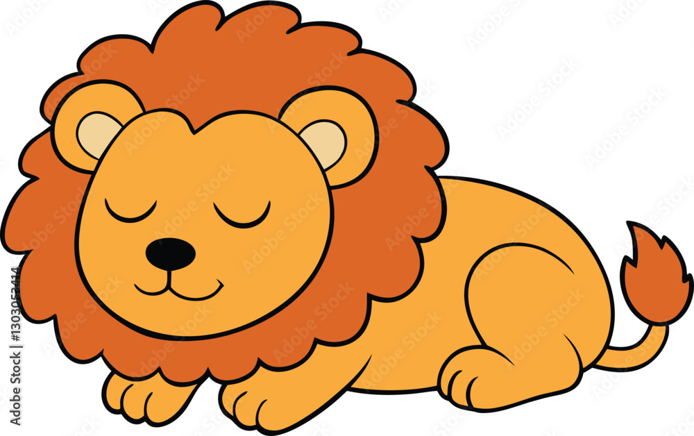 A cute cartoon lion peacefully sleeping, curled up with a content smile, surrounded by a soft, fluffy mane, exuding calm and tranquility in a cozy, restful moment. A cute cartoon lion peacefully sleeping, curled up with a content smile, surrounded by a soft, fluffy mane, exuding calm and tranquility in a cozy, restful moment.