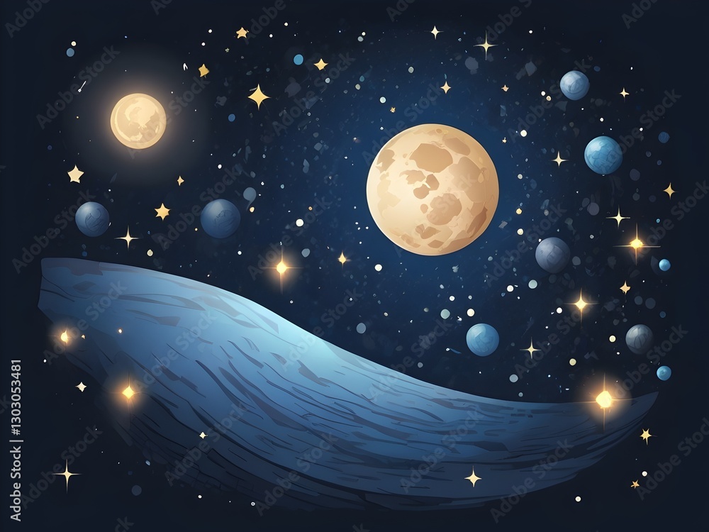 night moon and stars,Ai generated night moon and stars,Ai generated