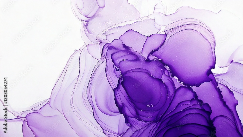 Fototapeta premium 高級感のある薄くて淡いアルコールインクアート バイオレット マーブル模様 余白あり 背景素材 チラシ・バナー・動画素材 16:9サイズ AI生成素材