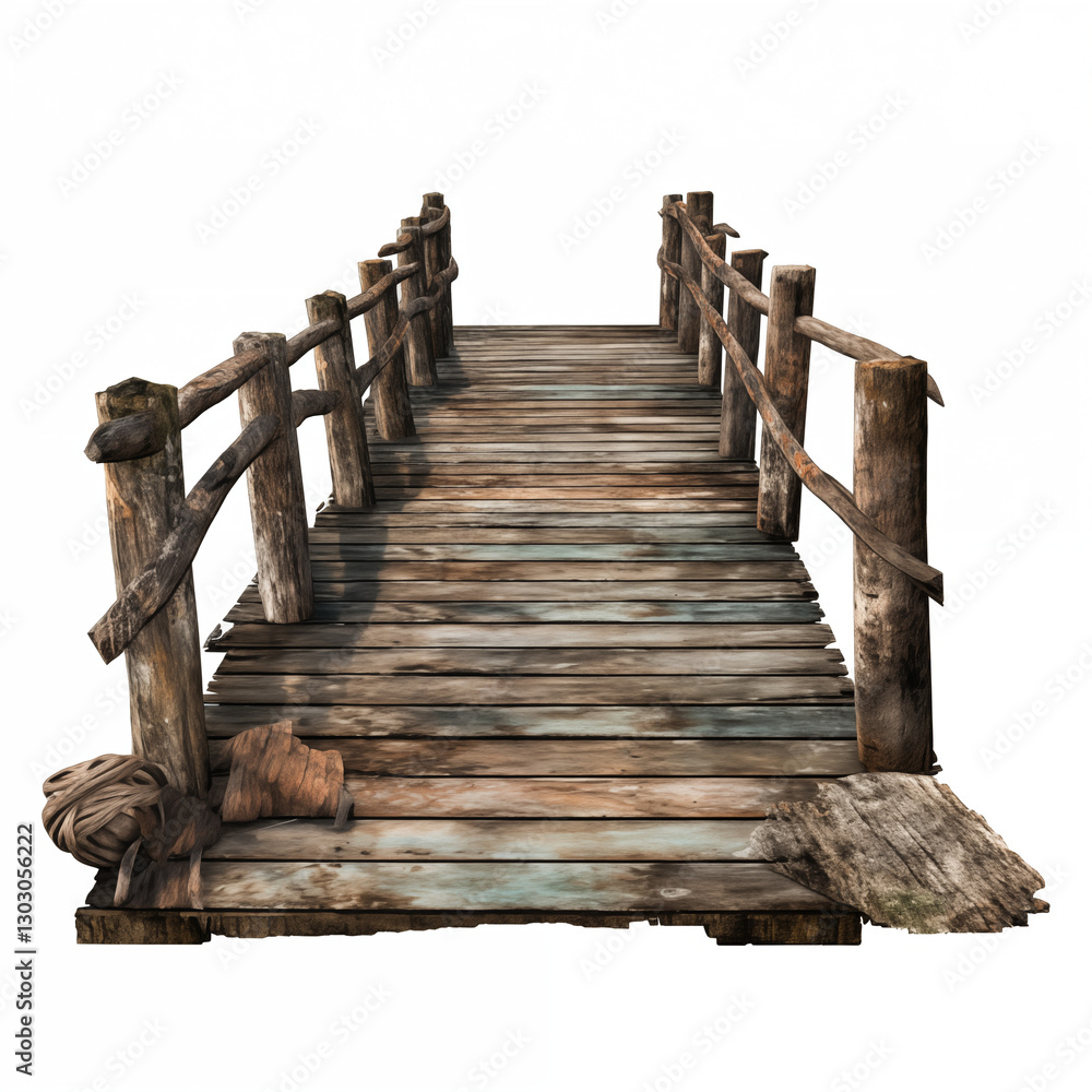Obraz premium Wooden Footbridge Isolated on Transparent Background