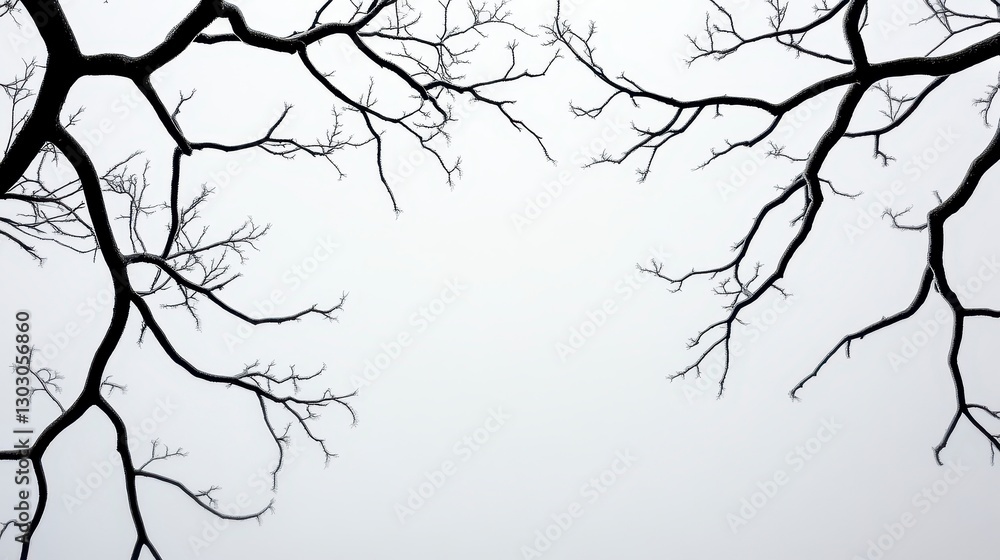 Obraz premium Bare Tree Branches Against Pale Gray Sky