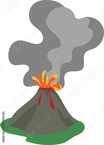 Volcanic eruption with red lava and smoke to illustrate natural air pollution