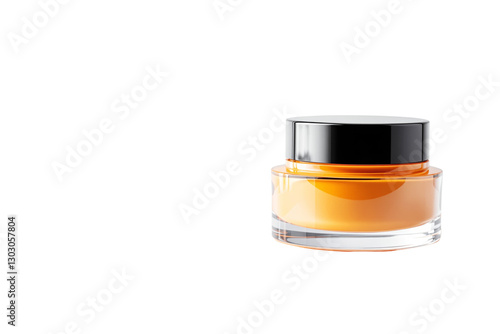 Cosmetic jar with orange cream, realistic style, on white background. Concept of skincare. Ai generative photo