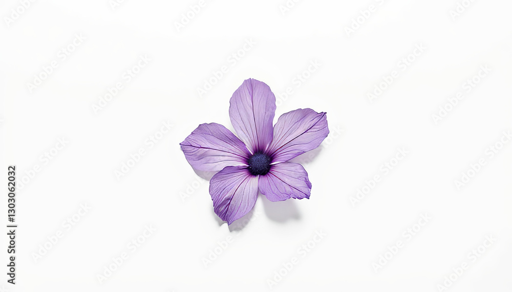 Obraz premium Single violet flower showcasing minimalist beauty in bright studio, elegance