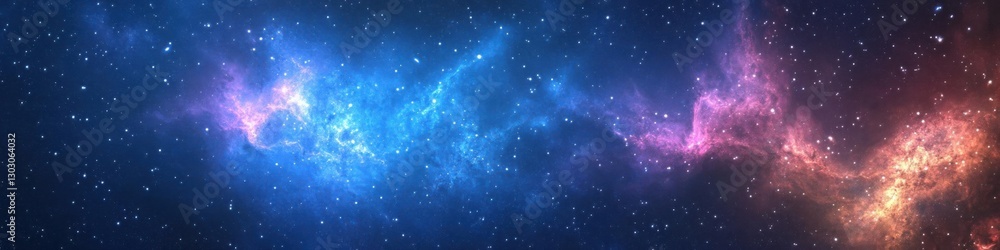 Obraz premium A bright blue nebula with abstract light rays illuminates a deep space fantasy