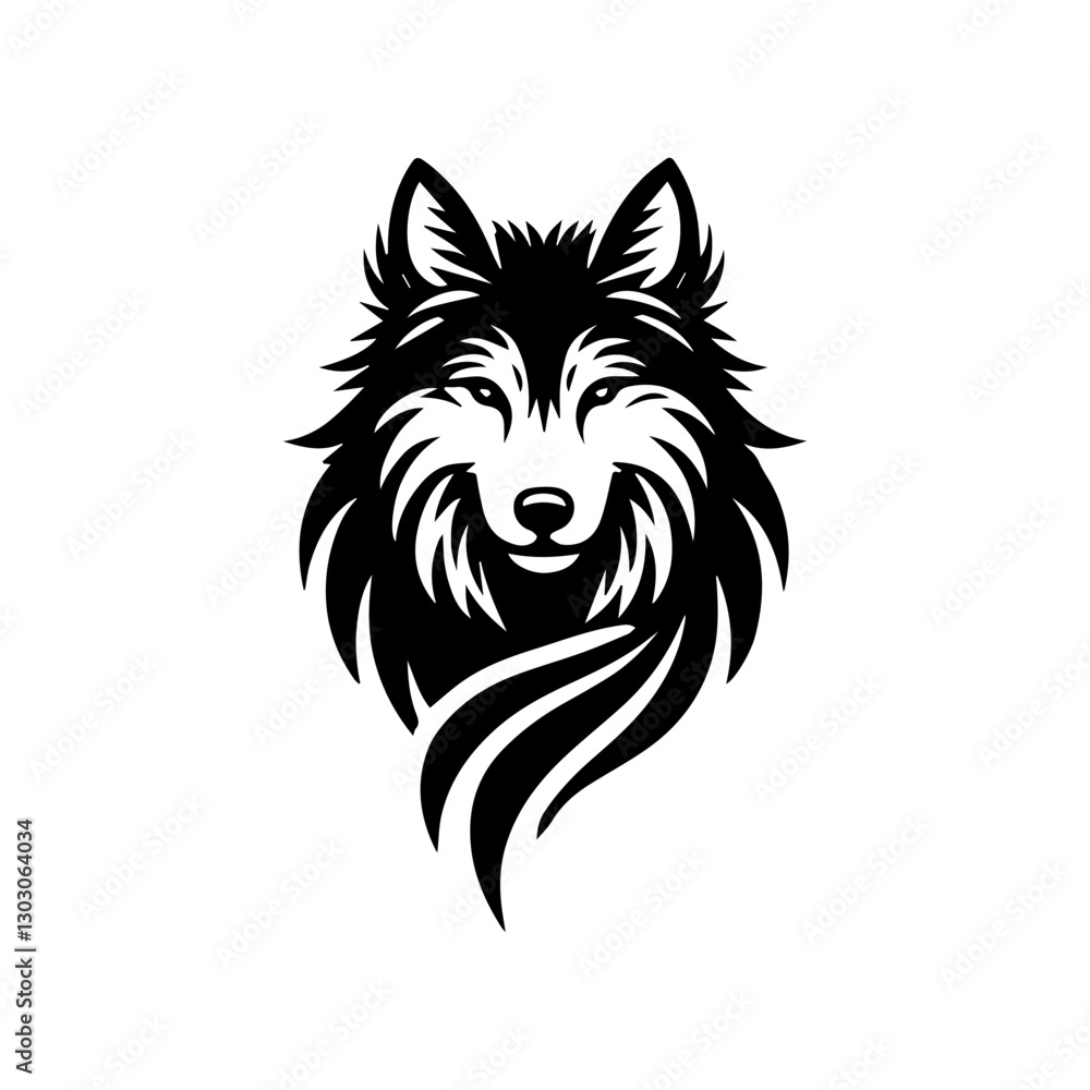 Fototapeta premium wolf head vector logo illustrations in black and white, perfect for logos or tattoos