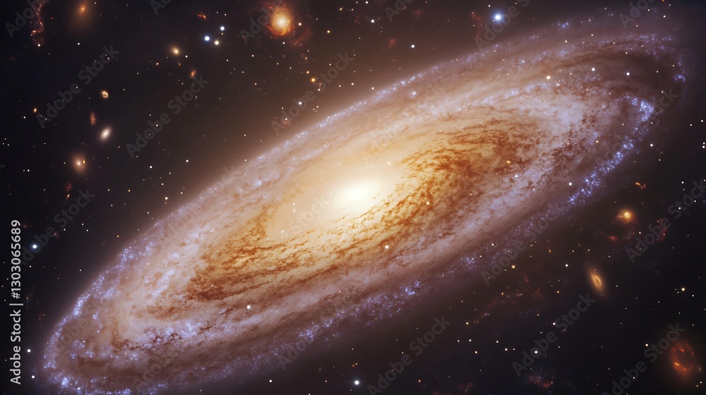 Fototapeta premium A captivating cosmic scene with swirling galaxies and glowing stars