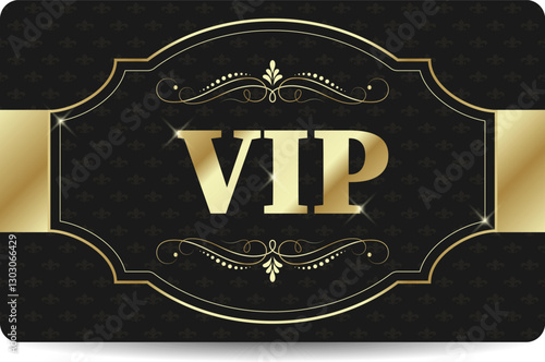 VIP card with gold vintage frame and elements