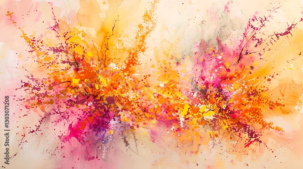 Fototapeta premium Abstract Explosion of Warm Colors: An Energetic Watercolor Masterpiece