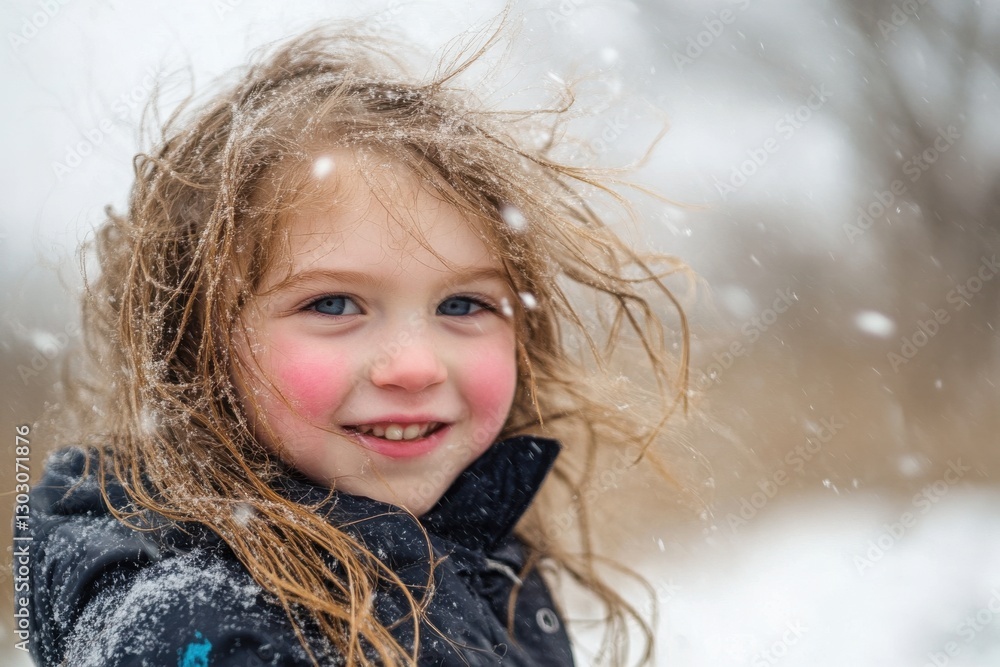 Child enjoys playing in the snow while experiencing a winter wonderland outdoors Child enjoys playing in the snow while experiencing a winter wonderland outdoors