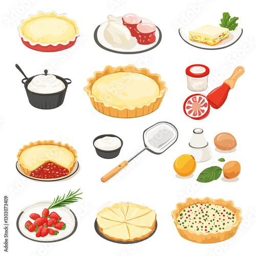 Delicious desserts and ingredients for sweet treats in a bright, fun layout