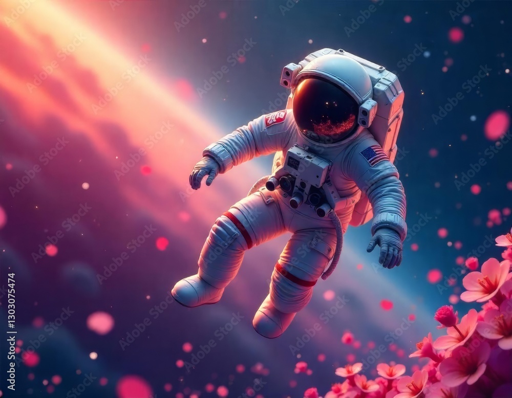 surreal astronaut floating in a vibrant cosmic for 12 april Cosmonautics Day surreal astronaut floating in a vibrant cosmic for 12 april Cosmonautics Day
