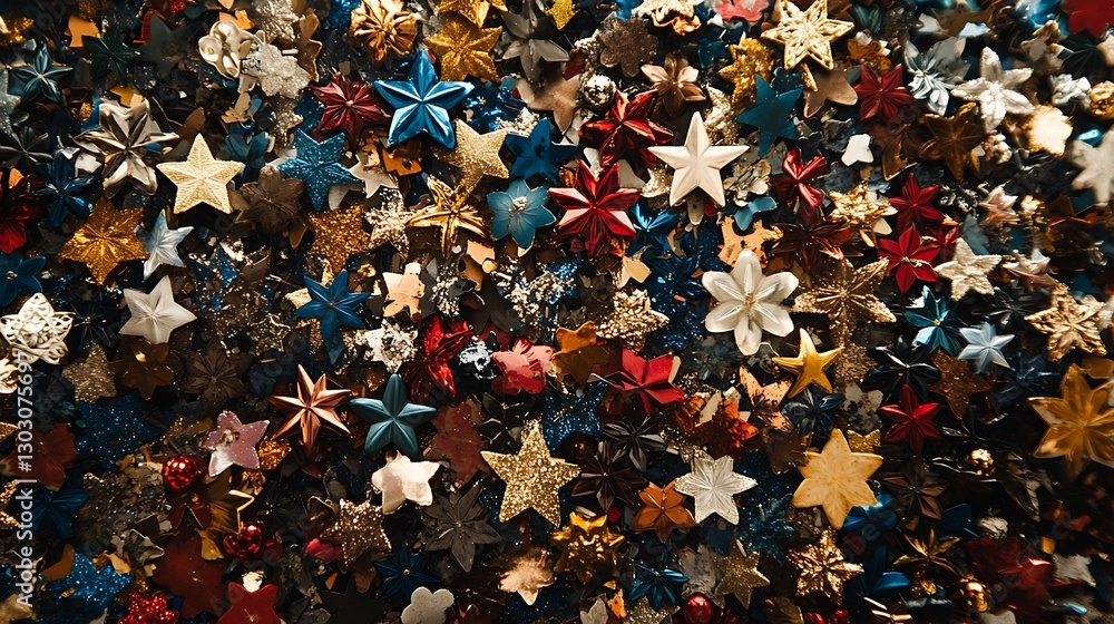 Fototapeta premium Colorful star confetti pile background