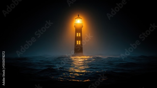 Wallpaper Mural Lighthouse at Night: A Beacon of Hope in the Dark Sea Torontodigital.ca