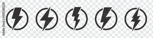 Lightning Bolt Icon Set | Thunderbolt Flash Electric Symbol