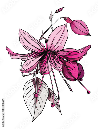 elegant illustration of gibbon flowers line art