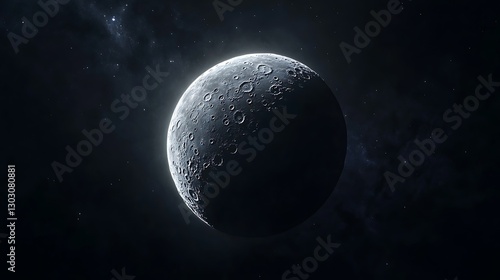 A crescent moon with its dark side faintly illuminated by Earthshine, set against a black sky