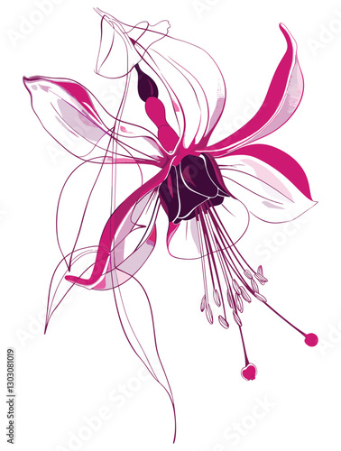 elegant illustration of gibbon flowers line art