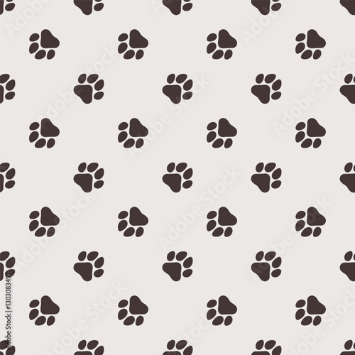 Seamless pattern with dog or cat paw prints, vector animal background