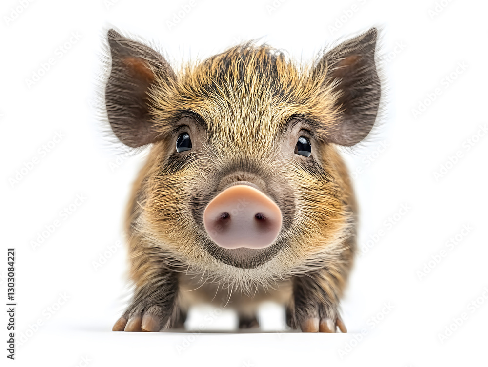 Cute Piglet Exploring Its Surroundings in a Playful Manner During Bright Daylight