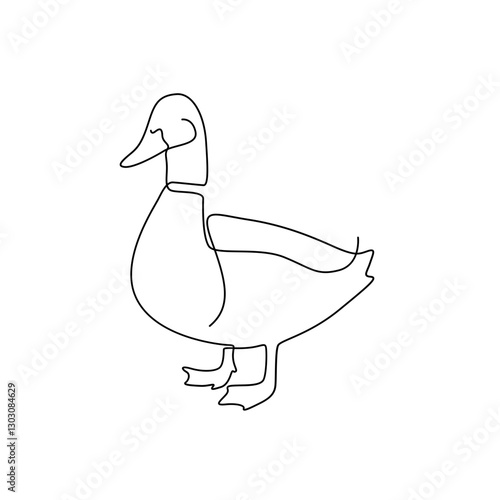 duck line art logo continuous line