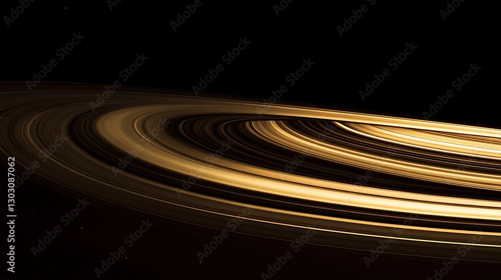 Fototapeta premium A detailed image of Saturn's rings casting shadows on its surface, framed by stars