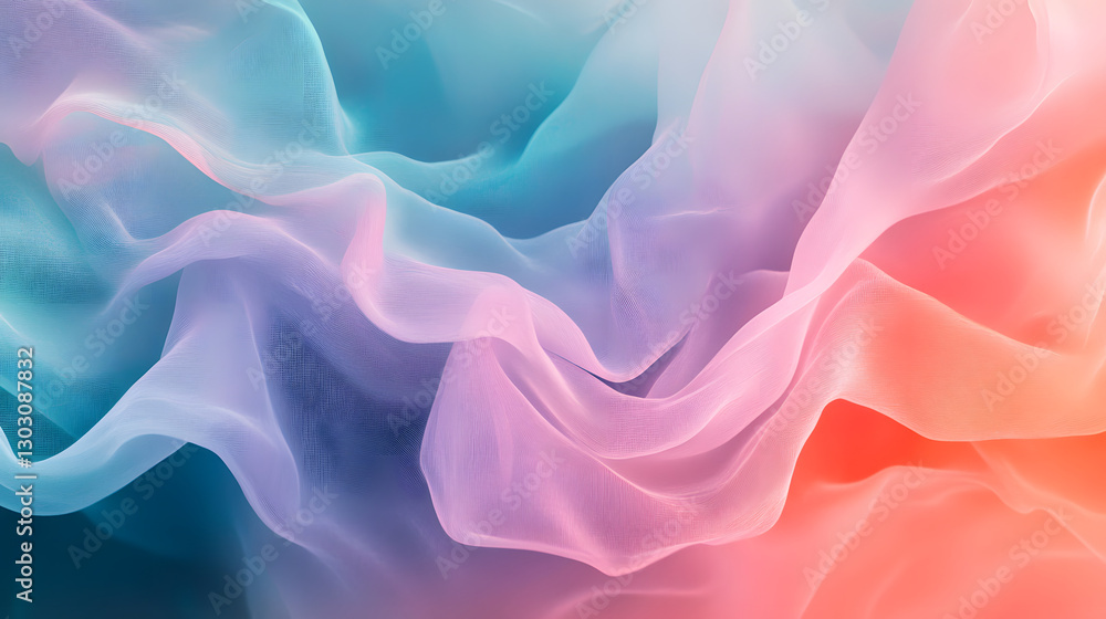 Obraz premium Abstract design with colorful, soft gradients of turquoise, coral, and lavender