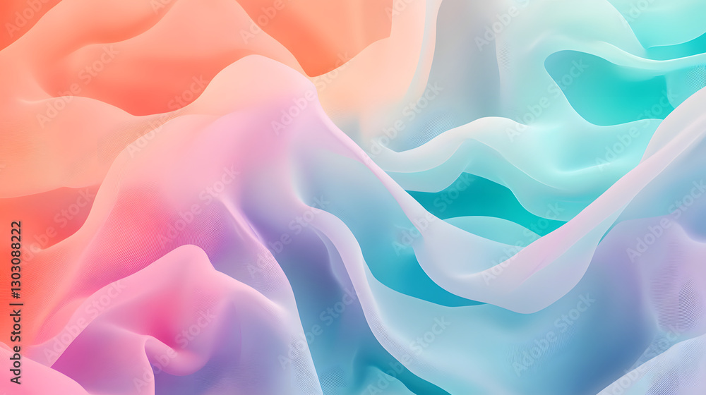 Abstract design with colorful, soft gradients of turquoise, coral, and lavender
Abstract design with colorful, soft gradients of turquoise, coral, and lavender