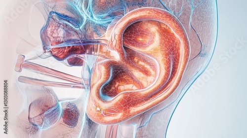 Human Ear Anatomy with Sound Reception Mechanisms