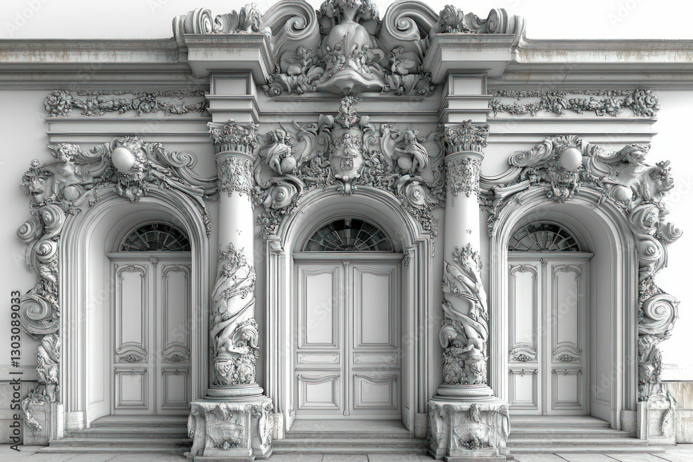 Ornate palace entrance, detailed stone carvings, grand doors. Ornate palace entrance, detailed stone carvings, grand doors.
