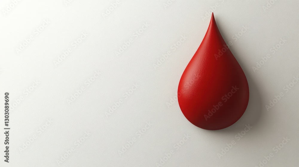 Fototapeta premium Single red blood drop on white background.