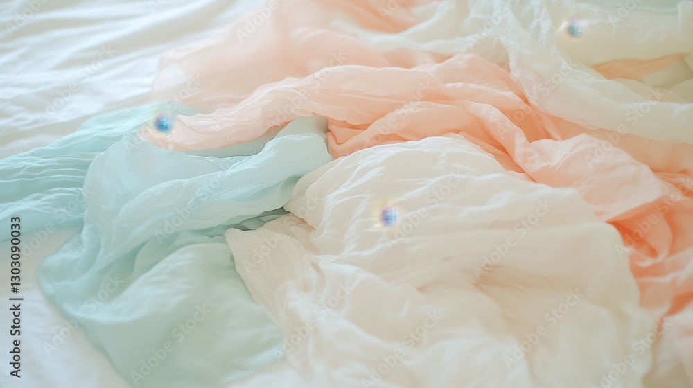 A white and pink fabric with a blue stripe A white and pink fabric with a blue stripe