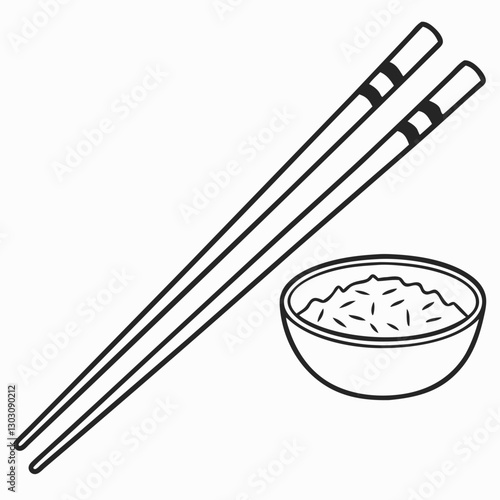 wooden chopsticks with bowl on white background