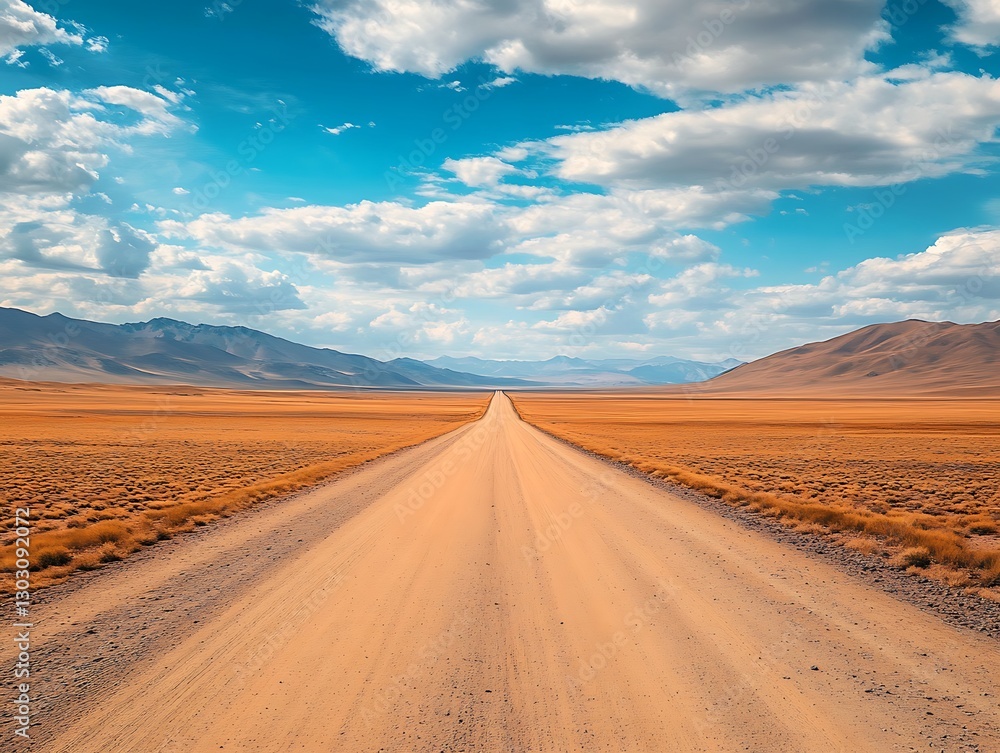 Fototapeta premium Desert road vanishing into mountains