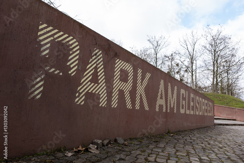 Canvas Print Entrance To Park am Gleisdreieck, Park in Berlin, Germany In Winter