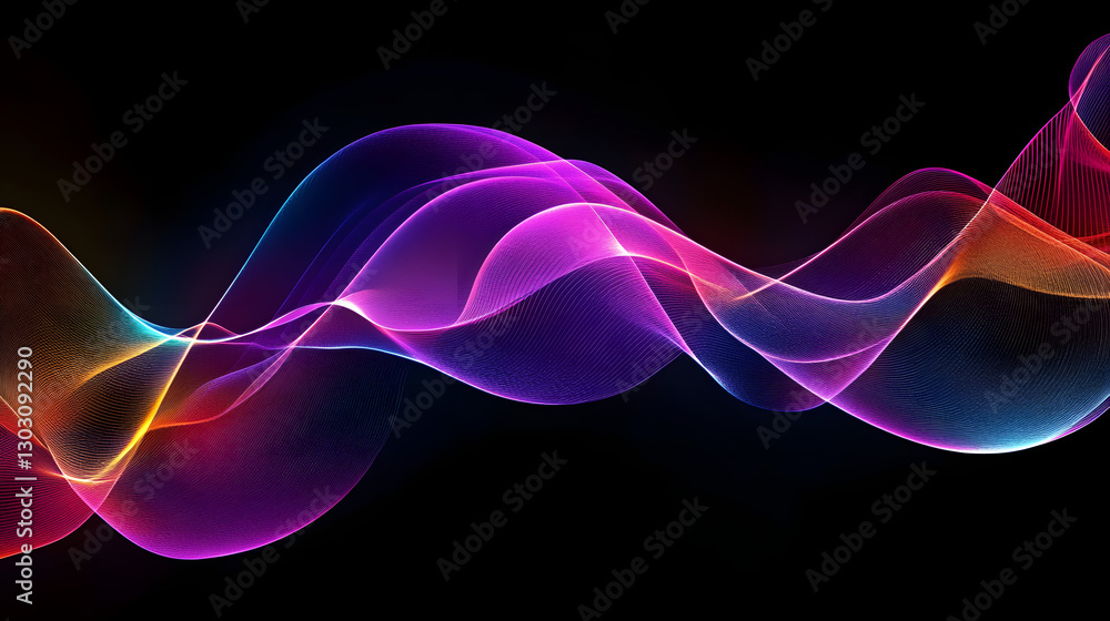 Naklejka premium Futuristic abstract design with glowing neon lines and minimalist black space in the background